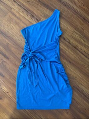 Blue one shoulder dress